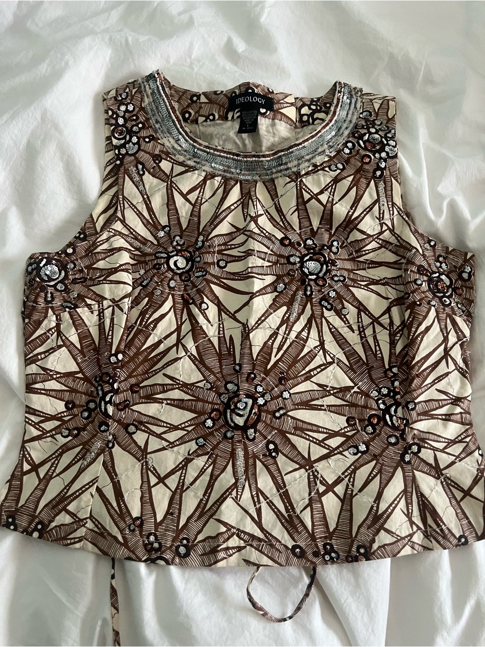 NWOT Brown and tan with Sequins and Beads L by Ideology